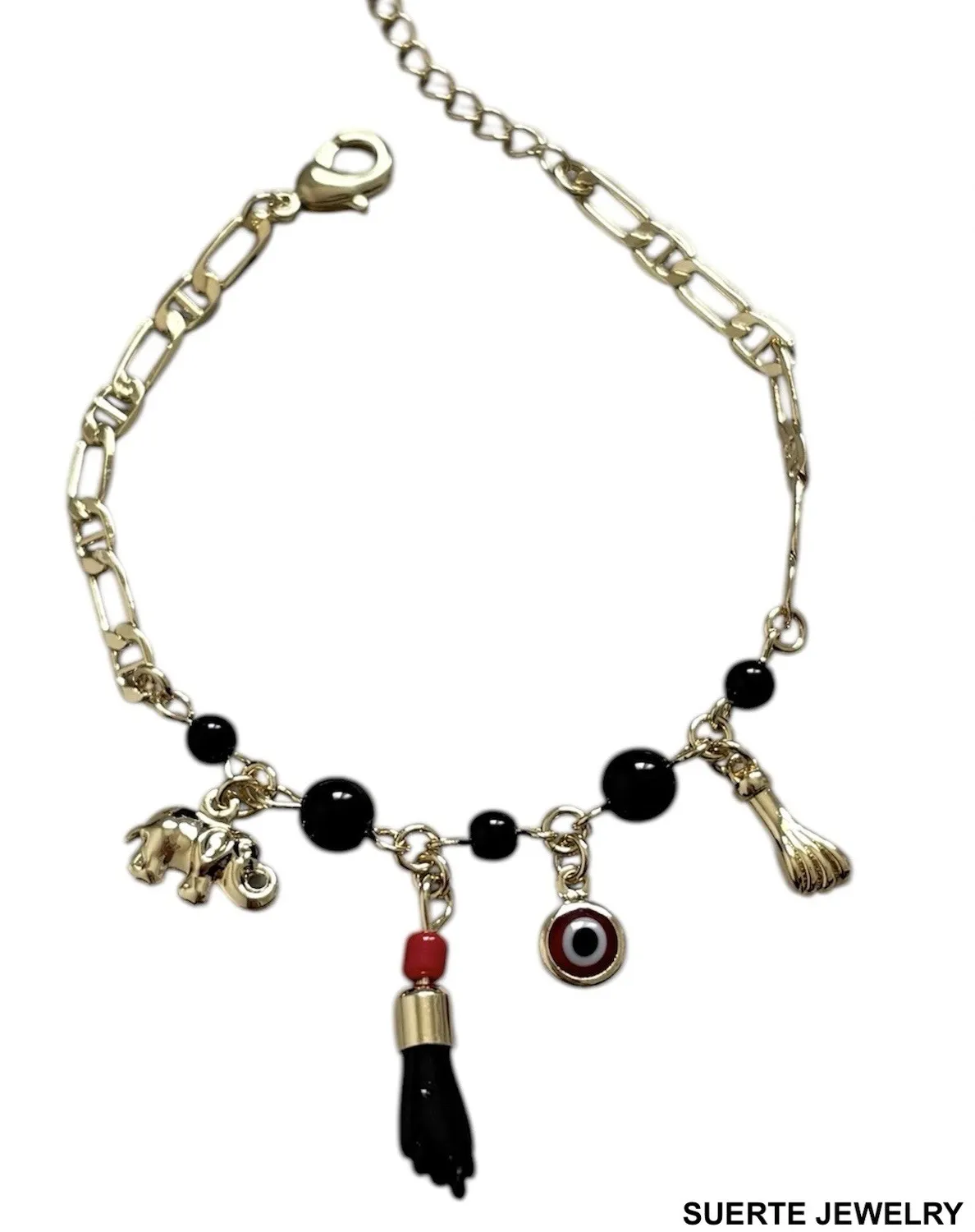 Authentic Mystic 14K Gold‑Plated Evil Eye Azabache Bracelet – Guardian of the Soul