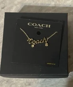 Authentic Heartfelt Harmony: Gold-Plated Script Logo Heart Charm Necklace