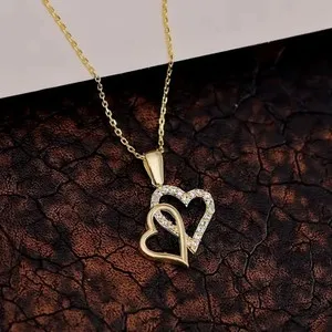 Authentic Radiant Heart of Eternal Devotion: 14k Gold-Plated Diamond Pendant