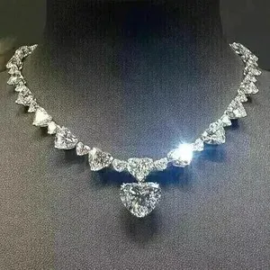 Authentic Love's Radiant Halo: A 30Ct Heart-Cut Diamond Tennis Necklace