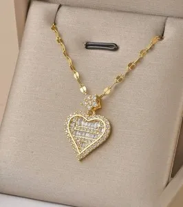 Authentic Heart's Radiant Pulse: 2.10Ct Simulated Diamond Pendant in Golden Emanation