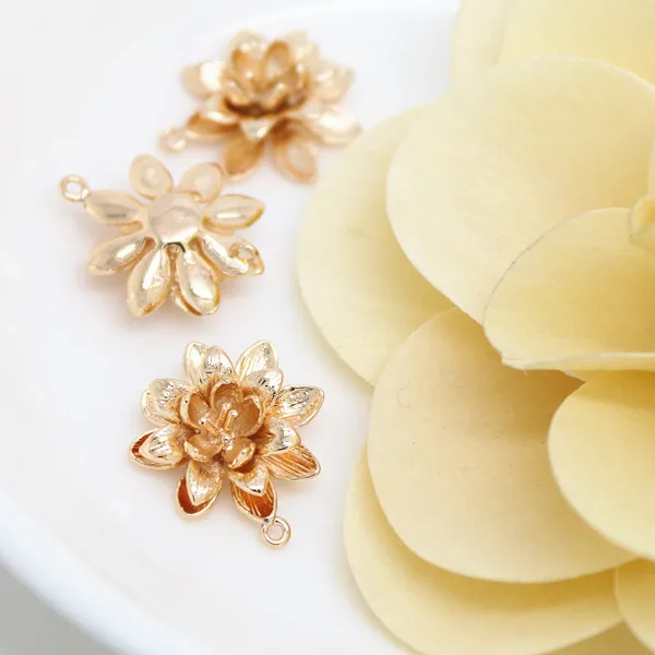 Authentic Sacred Lotus Of Rebirth 24K Champagne Gold Plated Talismans