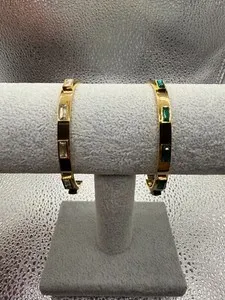 Authentic The Gilded Sentinel: Devil's Eye Bangle in 18k Gold-Plated Titanium