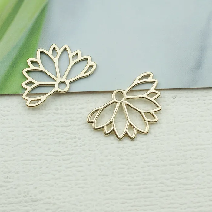 Authentic 5Pcs Gold Color Alloy Lotus Flower Pendant Charm for Necklace Earring Bracelet Making DIY Jewelry Accessory Finding