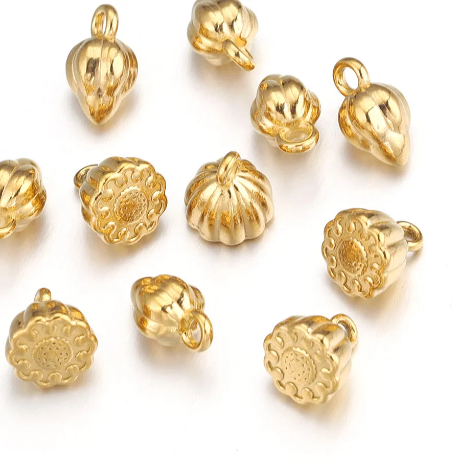 Authentic 10Pcs 3D Lotus Pendant Flower Dream Diy Plated Gold Bracelet Connector Jewelry Charms Accessories