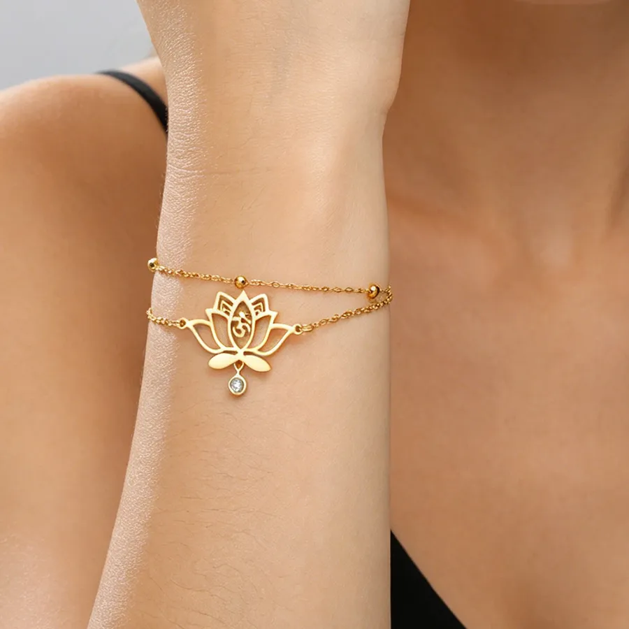 Authentic Aum Lotus Bloom - Golden Chakra Harmonizer Bracelet