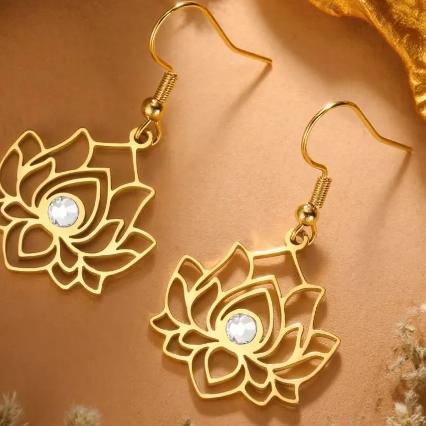 Authentic Luminous Lotus Bloom: Sacred Geometry Dangle Earrings