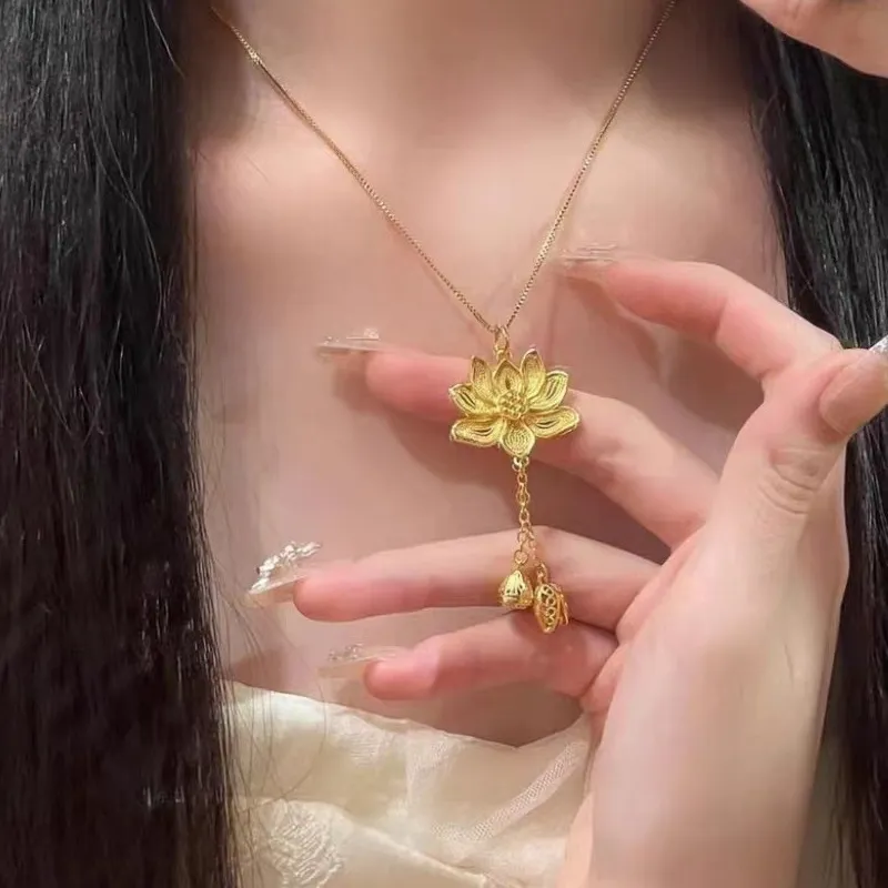 Authentic The Eternal Lotus Bloom: A Golden Tassel Talisman
