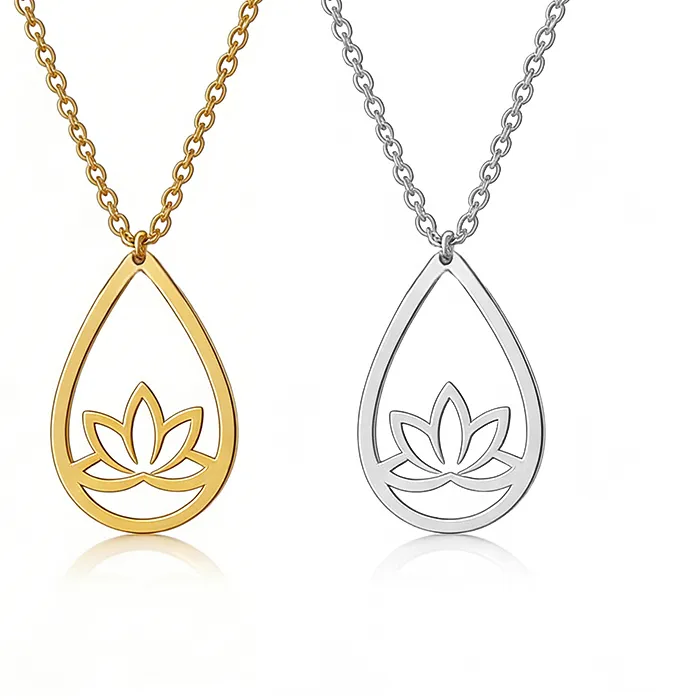 Authentic The Sacred Blossom of Stillness: Gold-Plated Lotus Drop Necklace