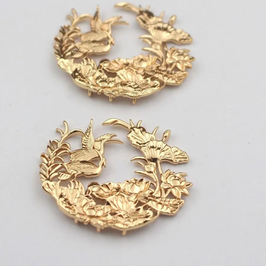 Authentic Golden Lotus‑Branch & Bird Charm Set – 6 Mystical Connectors