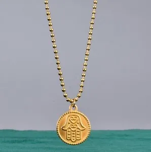 Authentic Celestial Gold‑Plated Titanium Hamsa Pendant – 16‑18\" Sacred Shield