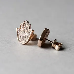 Authentic Mystical Rose Gold Hamsa Earrings of Protection and Blessing