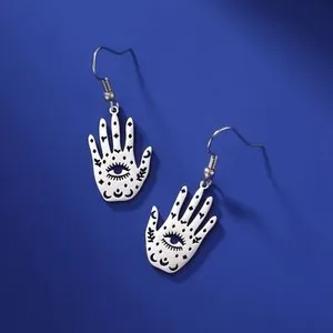 Authentic Hamsa of Divine Shield – 14K Gold Plated Hand of Fatima Earring Talisman