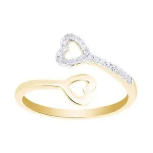 Authentic Heart of Diamonds: 14k Gold‑Plated Bypass Ring of Love