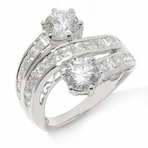 Authentic The Celestial Embrace 3.00 Carat Simulated Diamond Bypass Ring in 14K White Gold Finish
