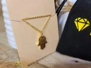 Authentic SaleHamsa Gold Necklace, Hand of Fatima,Hand Of God , Gold Plated Hamsa 