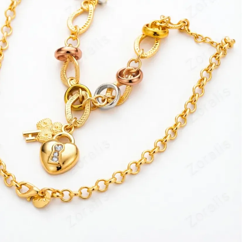 Authentic The Golden Cipher of Devotion: 18K Gold Heart Lock and Key Necklace