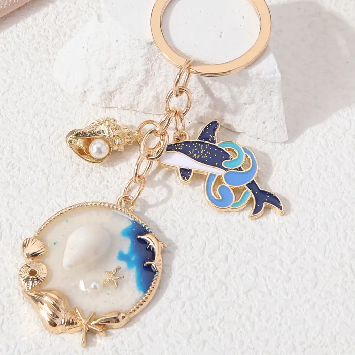 Authentic Talisman of the Deep Tide: The Whale and Shell Ocean Key Ring