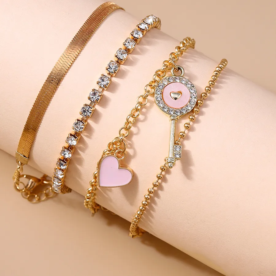 Authentic Mystic Key to Love and Fortune: Aihua's Enchanted Snake Chain Bracelet Set