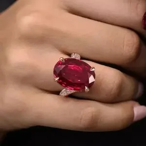 Authentic The Crimson Flame Bypass Ring in 14K Rose Gold Plated