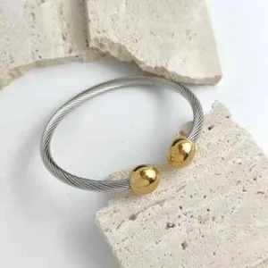 Authentic Twisted Fate Gold-Plated Double Ball Bracelet of Synchronicity