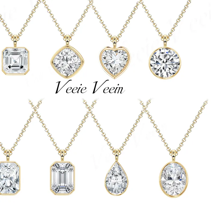 Authentic The Emerald Vision Moissanite Solstice Pendant in Gold-Plated Sterling Silver