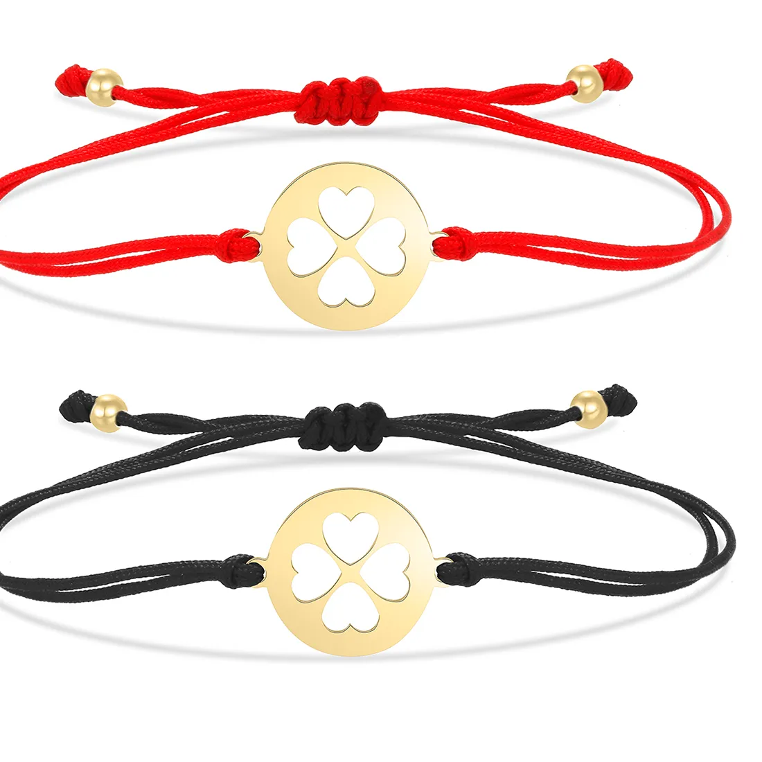 Authentic The Crimson Thread of Fortune: Four-Leaf Clover Gold-Plated Talisman