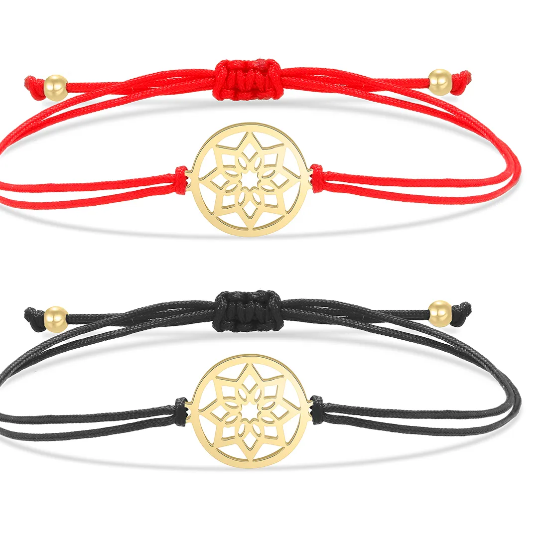 Gold- Plated Delicate Polished Indian Dreamcatcher Lucky Bracelet Red String Protect Jewelry