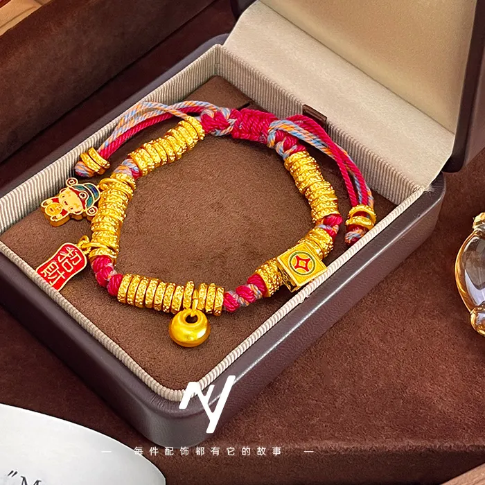 Authentic The Gilded Prosperity Talisman: God of Wealth Red String Bracelet