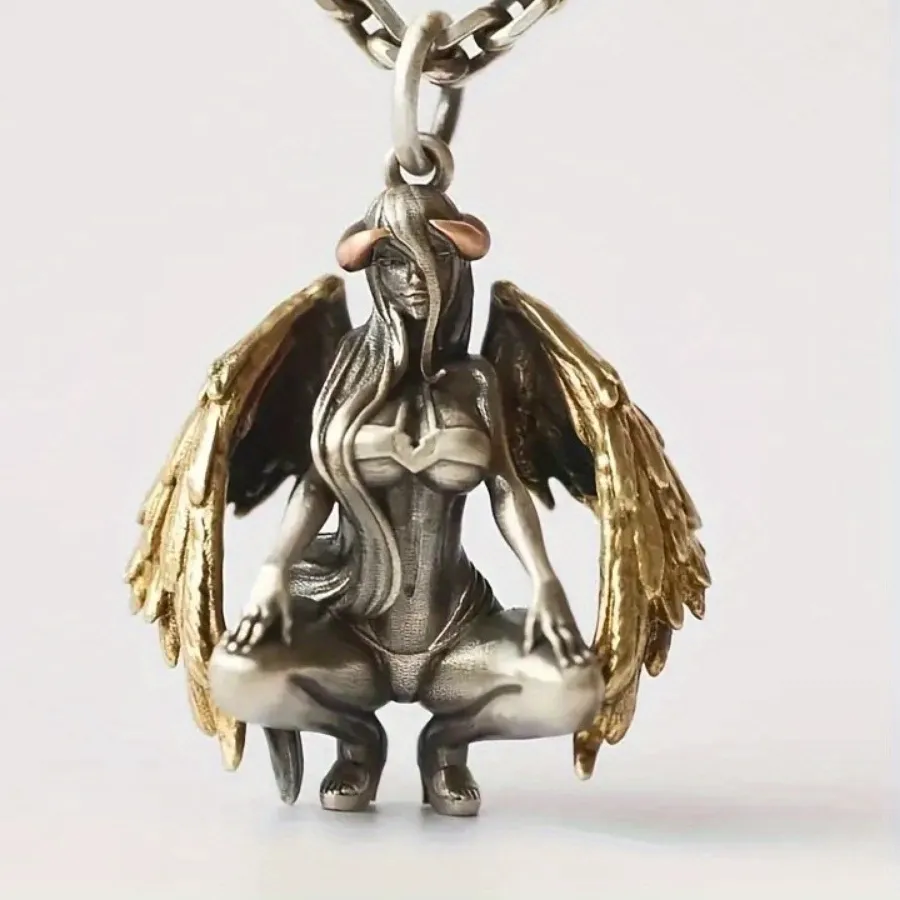 Authentic The Dual Flame: Retro Devil and Angel Gold-Plated Talisman