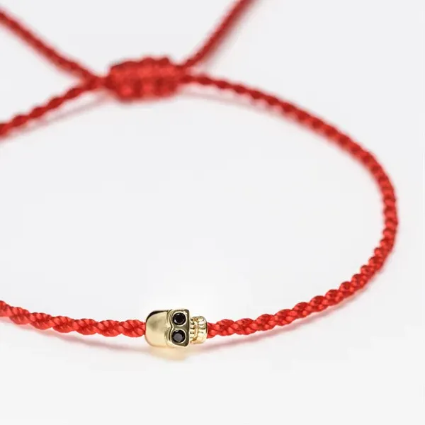 Authentic Lucky Red String Bracelet Jewelry Adjustable Handmade Braid Thread Bracelets Gold Color Skull Charm Bracelets For Women Men