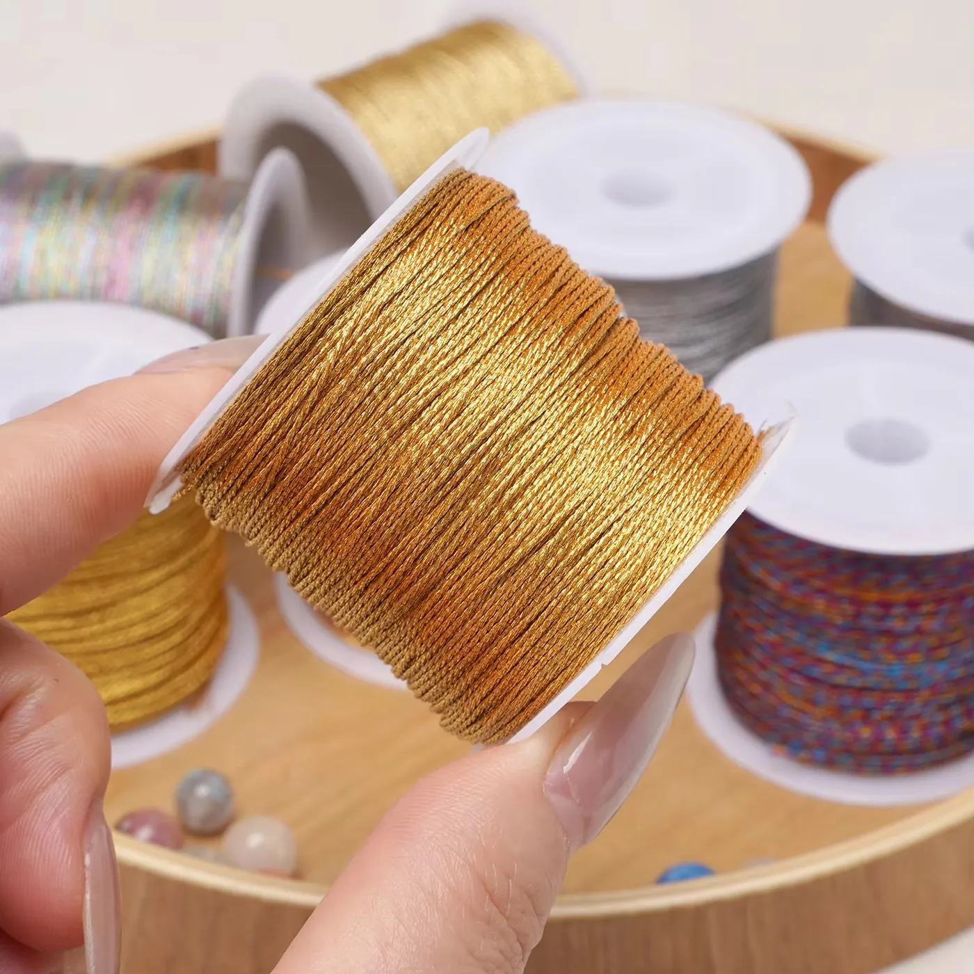 Authentic Whispering Weave of Protection: Gold and Silver Thread Macrame Cord