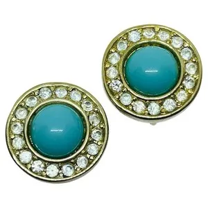 Authentic The Sacred Azure Talisman: Vintage Christian Dior Gold-Plated Turquoise Crystal Earrings