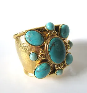 Authentic Azure Serpent's Embrace: Runway Cabochon Cuff