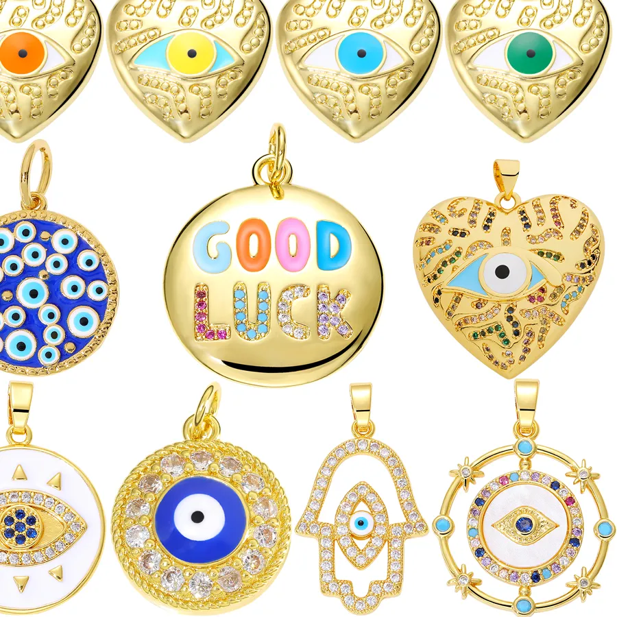 Authentic Guardian of Love and Protection: 18K Gold Plated Hamsa Charm Pendant