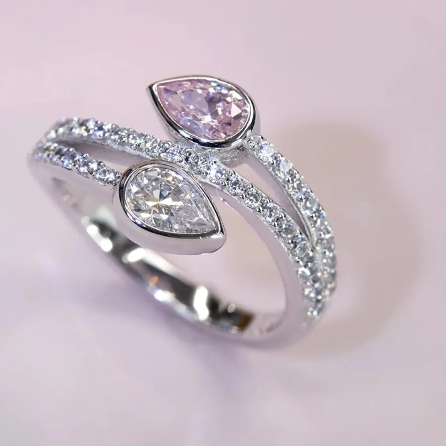 Authentic The Celestial Embrace Pear Zircon Bypass Ring