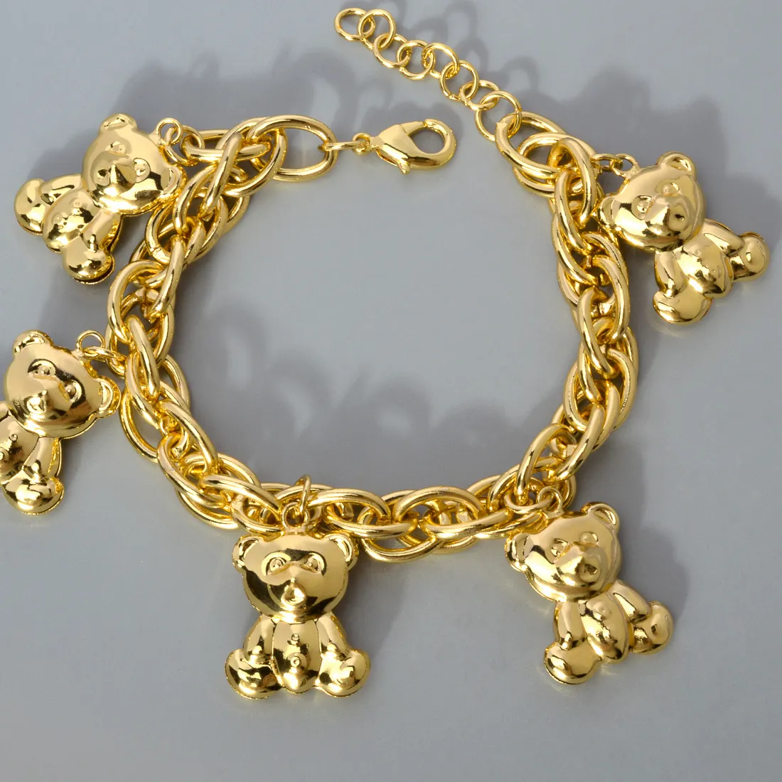 Authentic African Gold Plated Charm Bracelets Bear Pendant Bracelets For Women Lover Adjustable Chain Bracelet Party Gifts