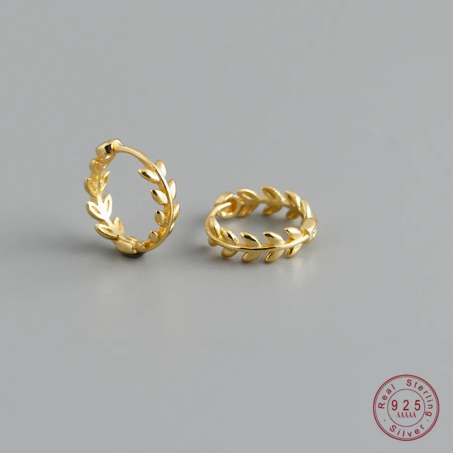 Authentic Verdant Whispers Gold- Plated Leaf Hoop Earrings Of Eternal Renewal