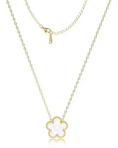 Authentic 18K Gold Plated Necklace Women Four Leaf Clover Necklace Lucky Pendant Jewelry