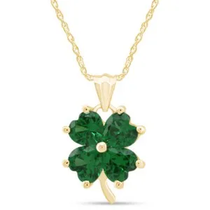 Authentic Four-Leaf Clover Pendant Necklace 18" 14K Yellow Gold Plated Sterling Silver