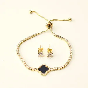 Authentic The Verdant Fortune: Four Leaf Clover Talisman Set in Gold and Noir