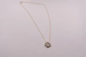 Authentic Gold Plated Sterling Silver Mother of Pearl Four Leaf Clover Pendant 18in