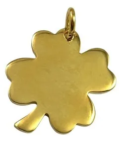 Authentic Vintage Charm Four Leaf Clover Pendant Lucky Charm Shamrock Gold Plated Jewelry