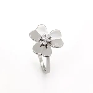 Authentic Minimalist Four-Leaf Clover Promise Ring - 18K Gold Plated, Elegant Gift for Her