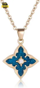 Authentic 14K Gold Plated Gold Clover Necklace, Dainty Four Leaf Lucky Choker Charm Colorf