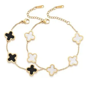 Authentic 18K Gold Plated Clover Bracelet for Women Lucky Simple Four leaf Bracelets Cu...