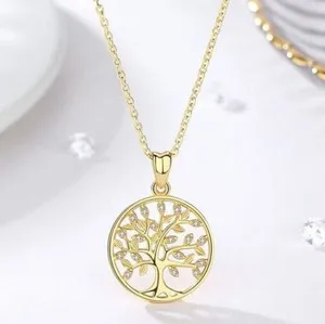 Authentic Blossoming Roots of Life: Family Tree of Life Gold Plated Necklace