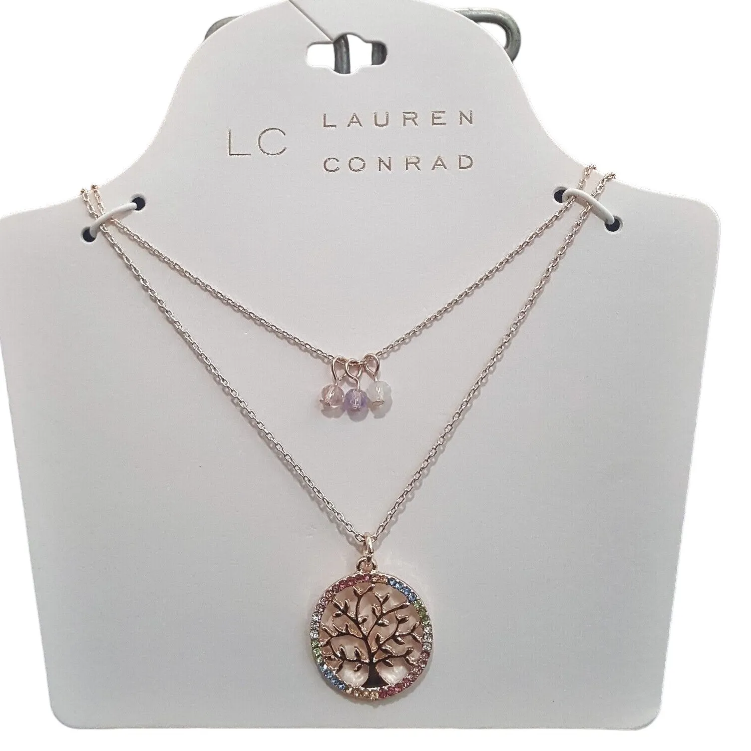 Authentic LC Lauren Conrad Tree of Life Rose Gold Plated Double Layer Necklace NWT