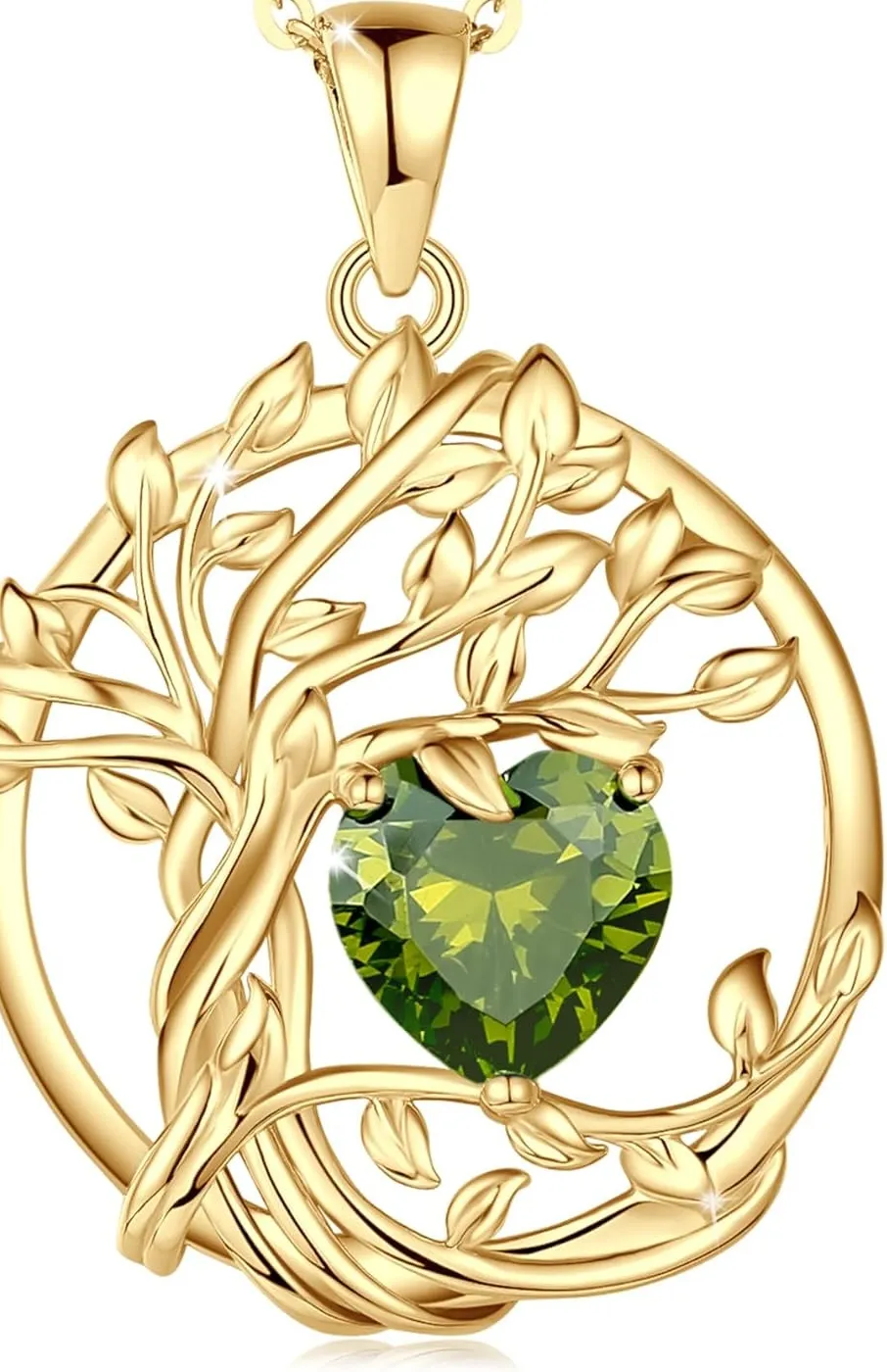 Authentic Tree of Life Birthstone Necklace Gold Plated 925 Silver Necklace for Women Wife