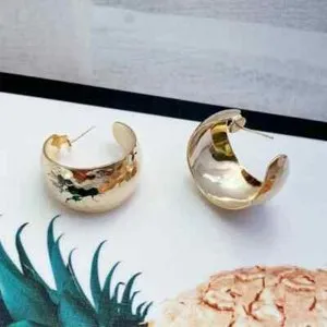 Authentic Gold Plated C Shape Large Drop Earrings Unique Simple Geometric Statemen